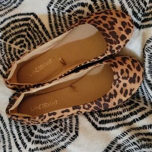 Lane Bryant Brown and Tan Leopard Print Ballet Flats
